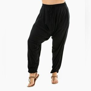 Savanna Buddah Pants BLACK Harem Drop Crotch Folds into Pocket Unisex S